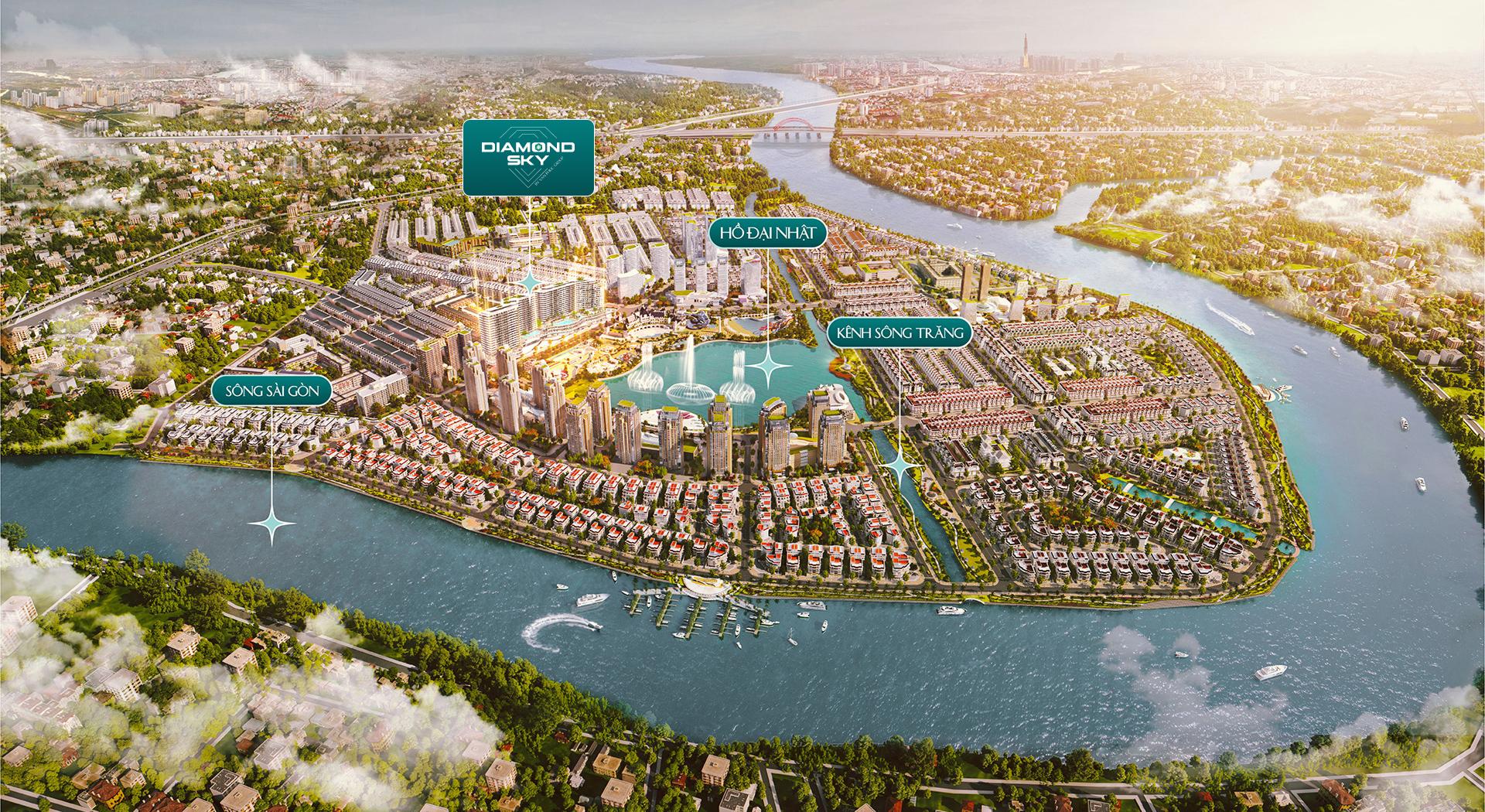 Vị trí căn hộ Diamond Sky trong khu đô thị Vạn Phúc City